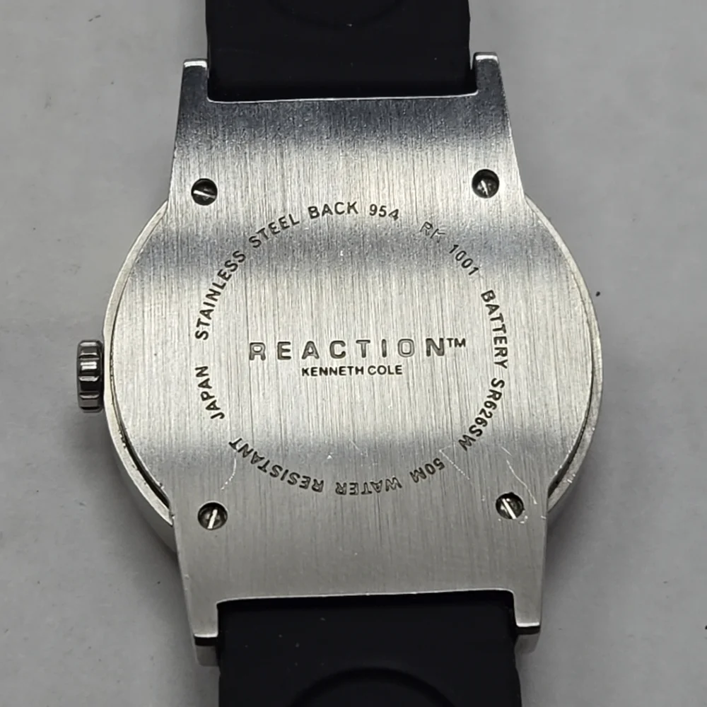 Vintage Mens Kenneth Reaction Silver Tone Quartz Date Watch New Battery RK1001